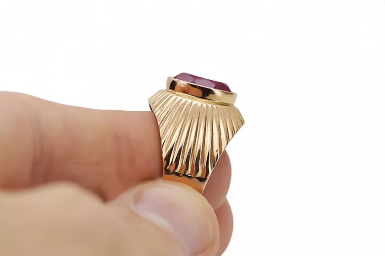 Amethyst originální vinobraní 14k produkt s růžovým zlatým kroužkem vintage unikátní Vrc127r